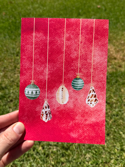 Watercolor Seashell Ornament Christmas Cards