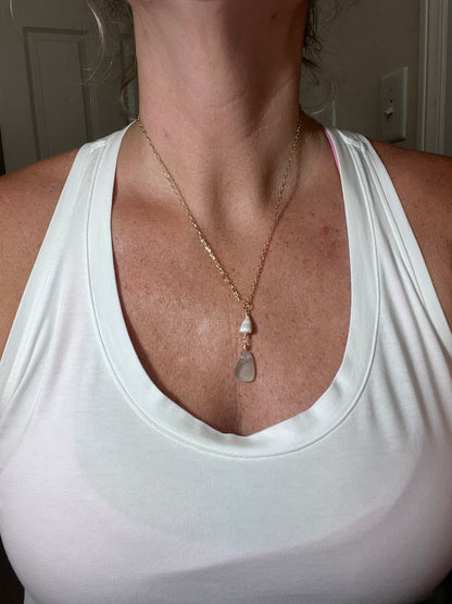 Abbreviated Cone and Sea Glass Necklace