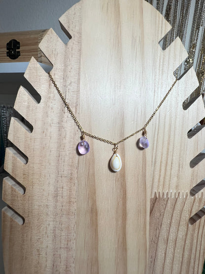 Cowry and Purple Glass Necklace