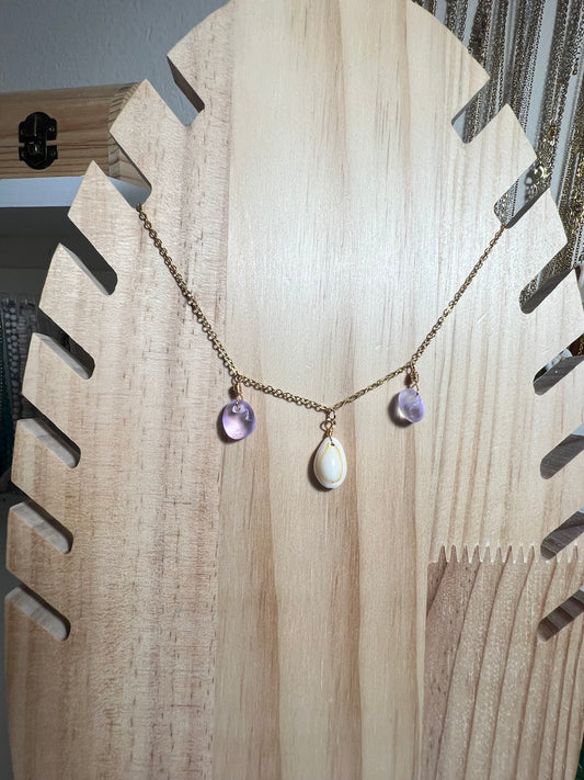 Cowry and Purple Glass Necklace