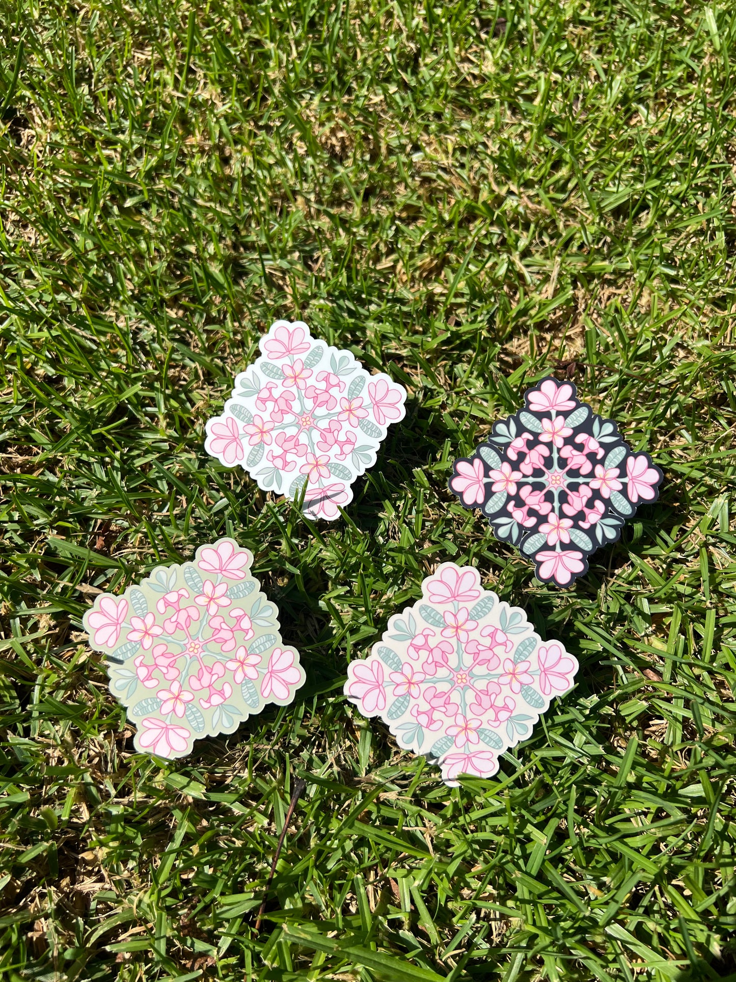 Plumeria Quilt Square Stickers