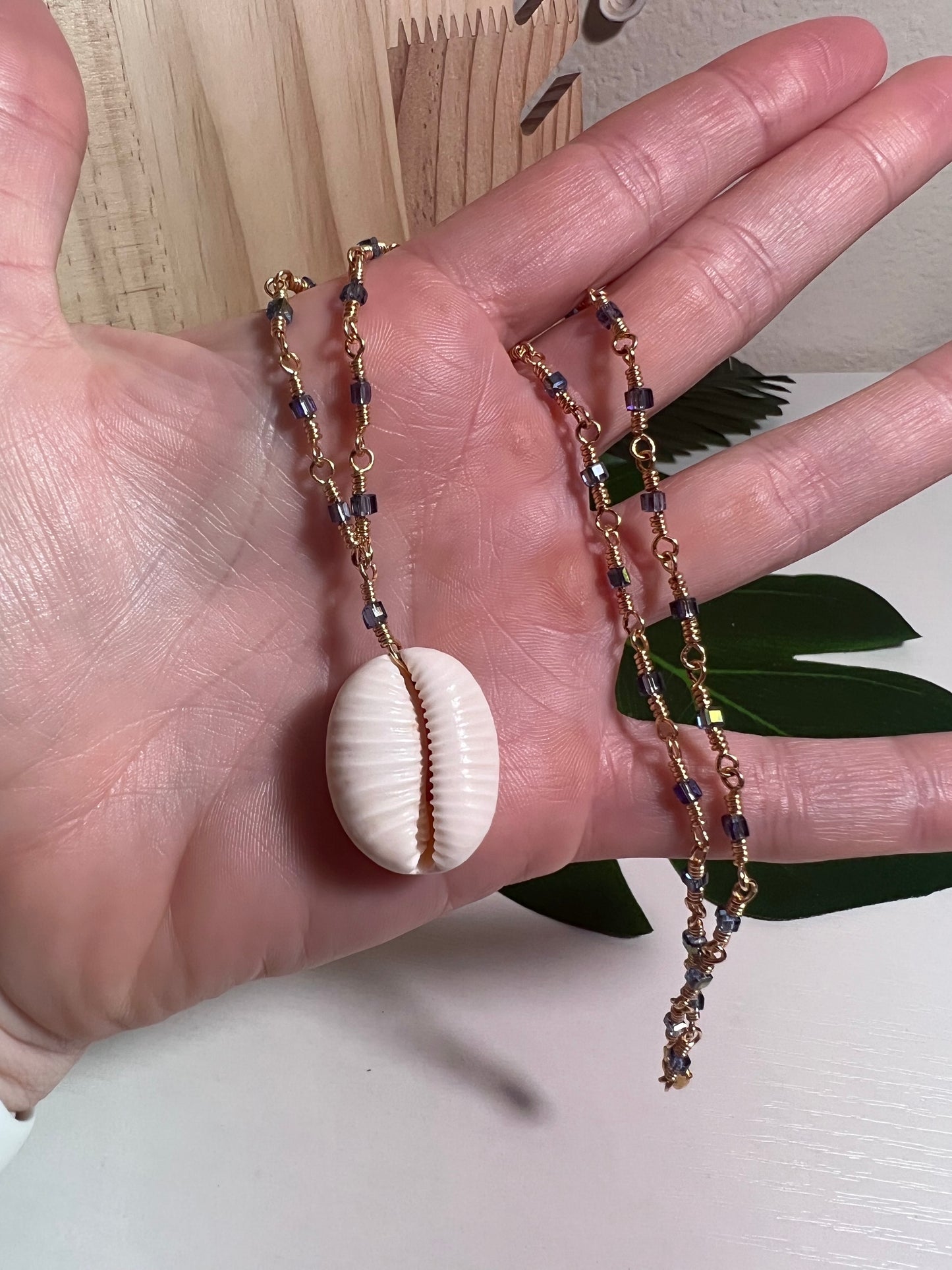 Granulated Cowry Wire Wrapped Necklace