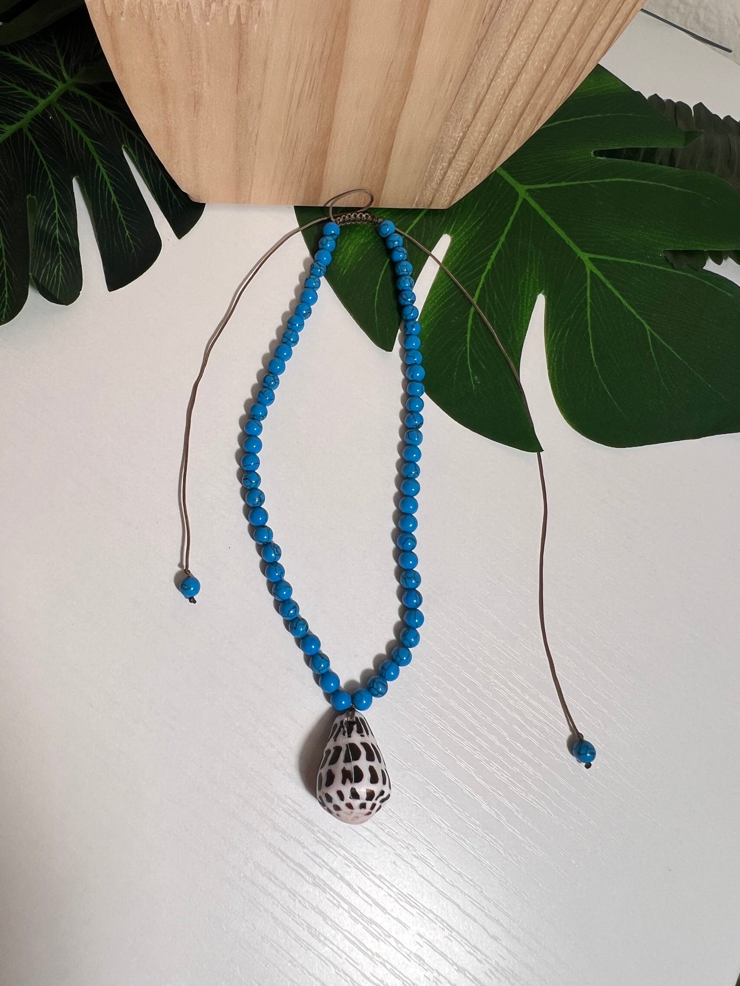Hebrew Cone and Howlite Adjustable Necklace