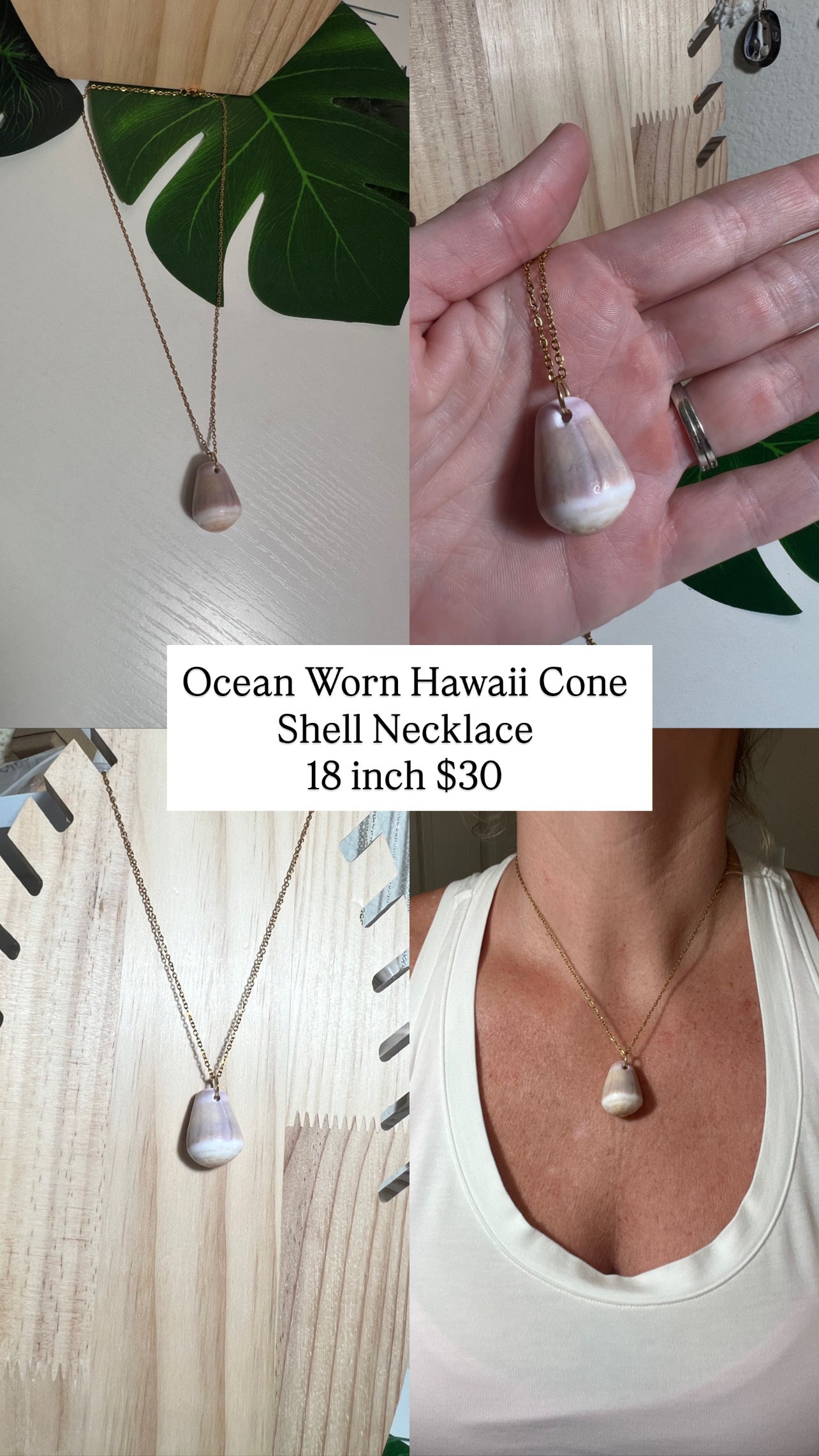 Ocean Tumbled Hawaiian Cone Shell Necklace