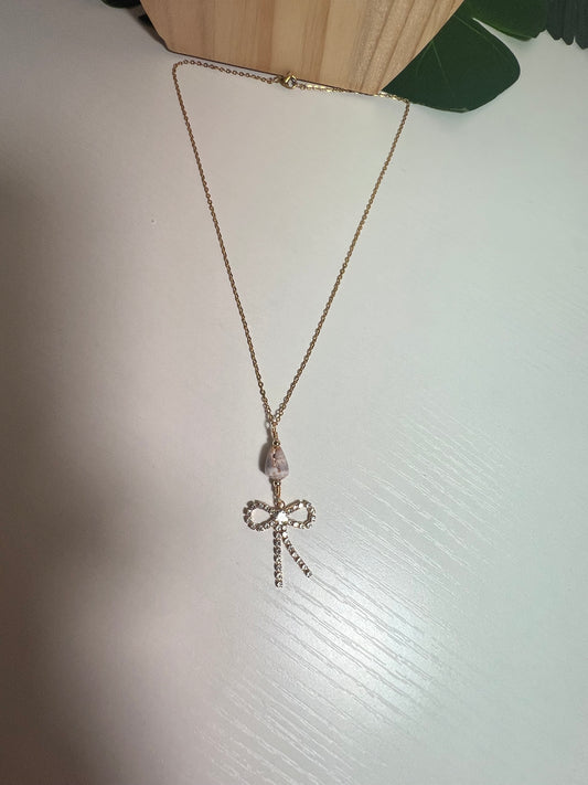 Abbreviated Cone and Bow Charm Necklace