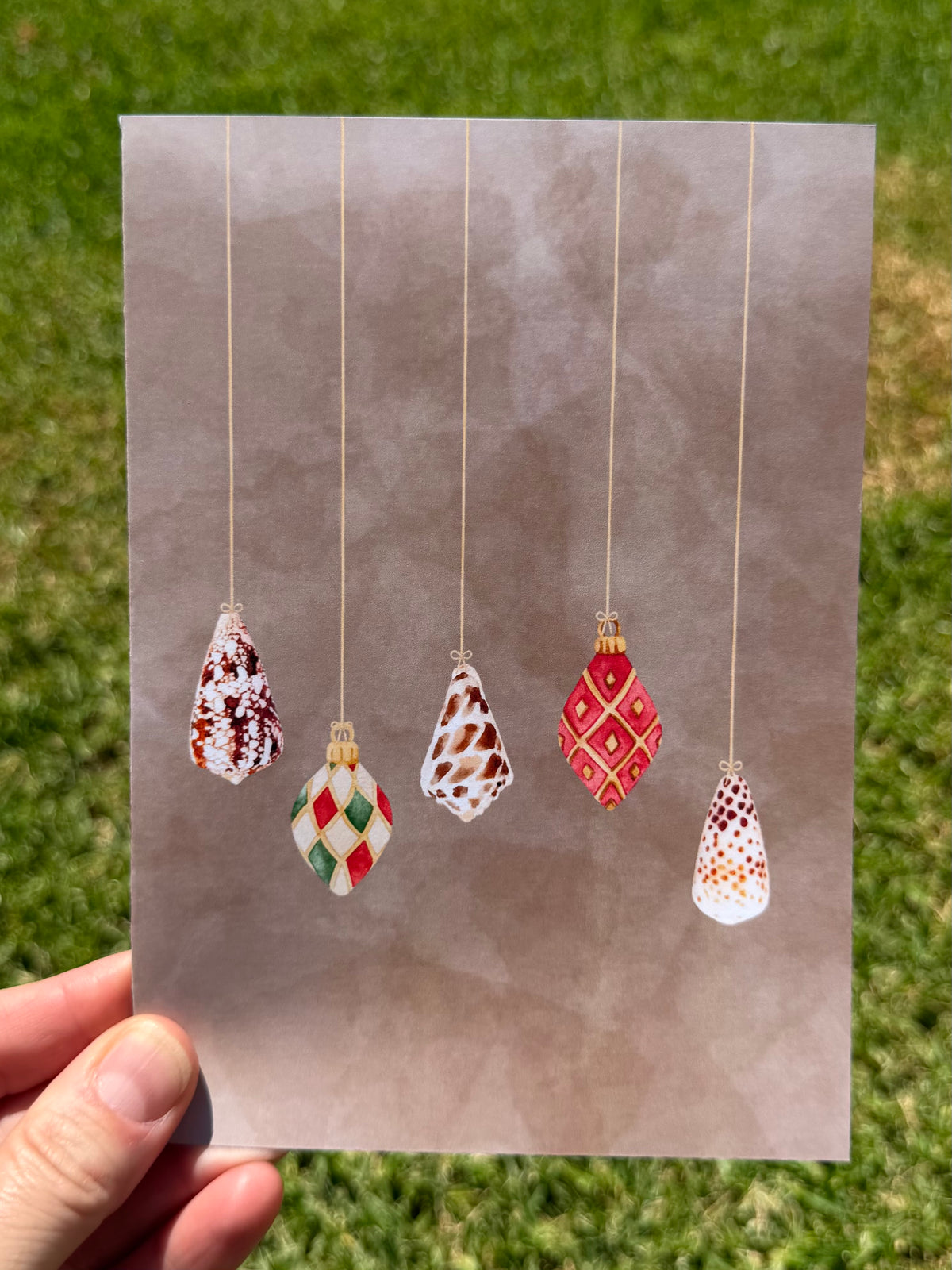 Watercolor Seashell Ornament Christmas Cards