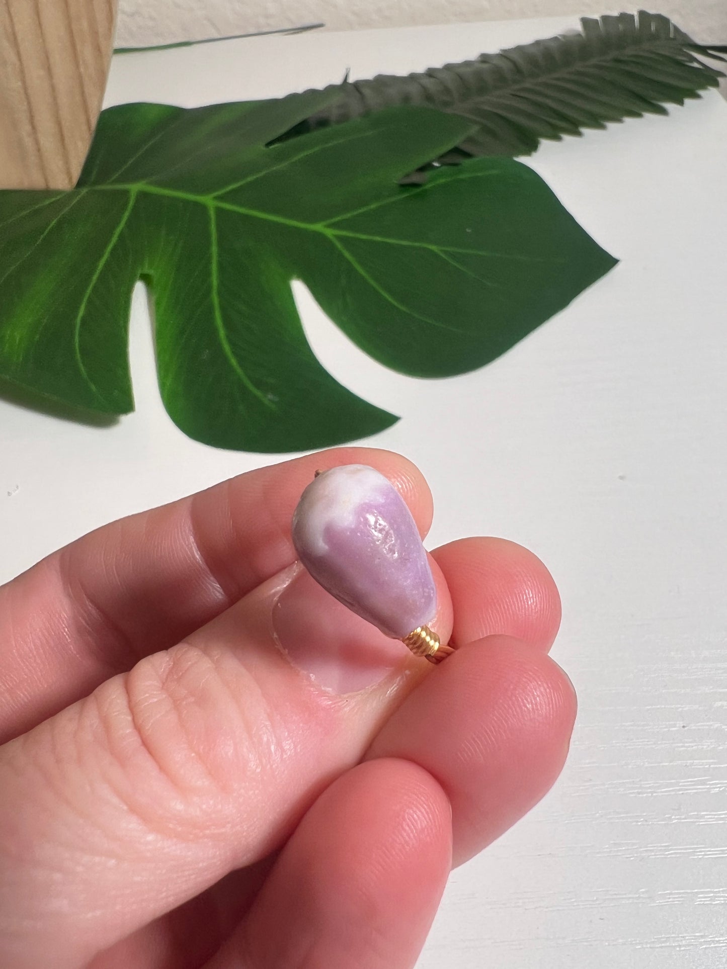 Purple Cone Shell Wire Wrapped Ring - Size 6.5