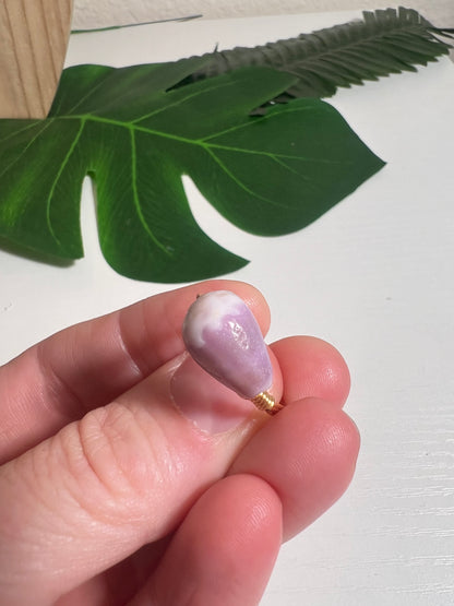 Purple Cone Shell Wire Wrapped Ring - Size 6.5