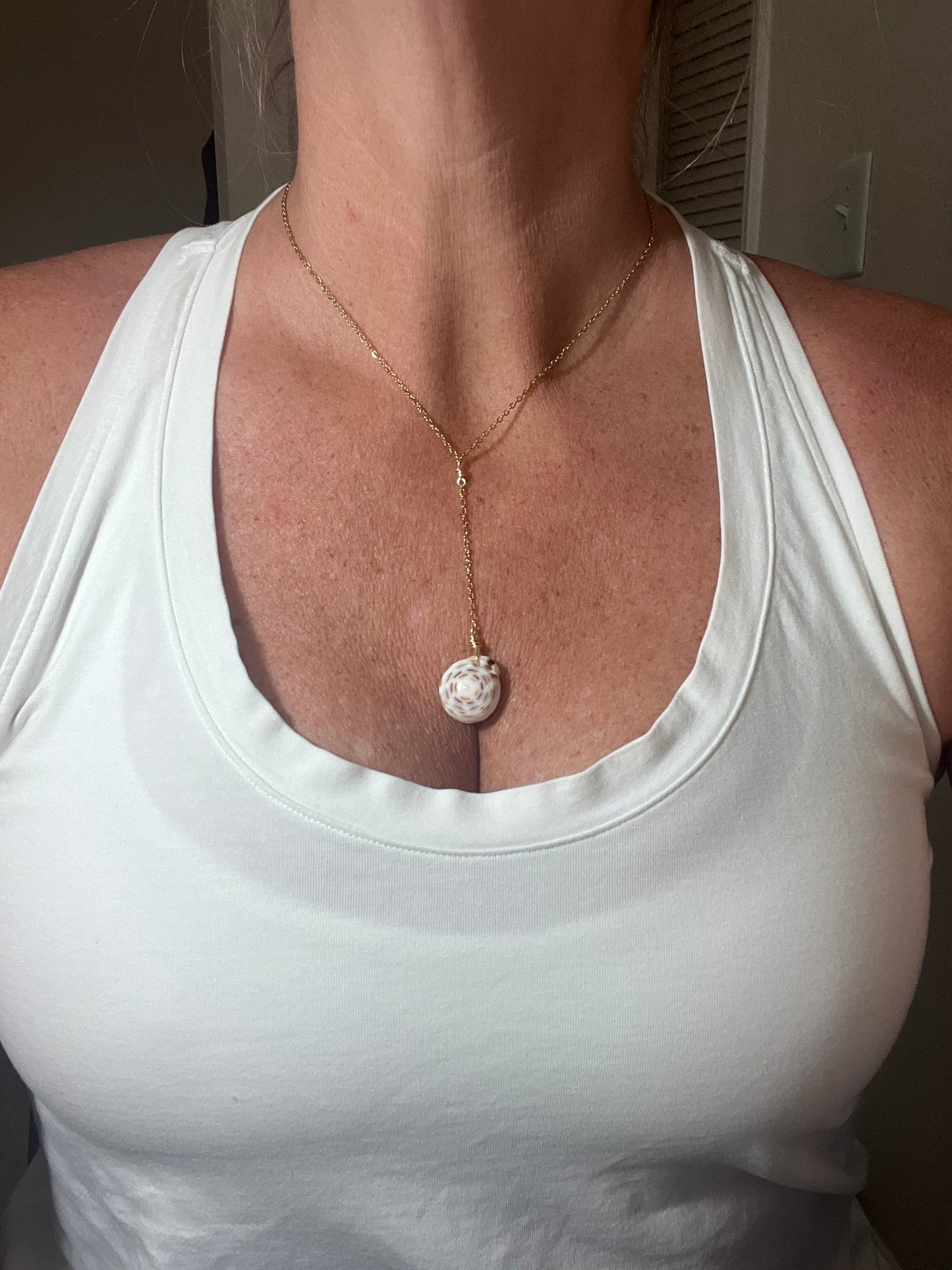 Hebrew Cone Puka Dangle Necklace