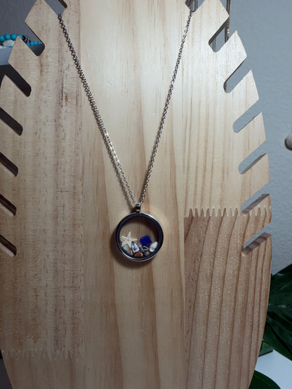 Mini Shell & Sea Glass Locket Necklace