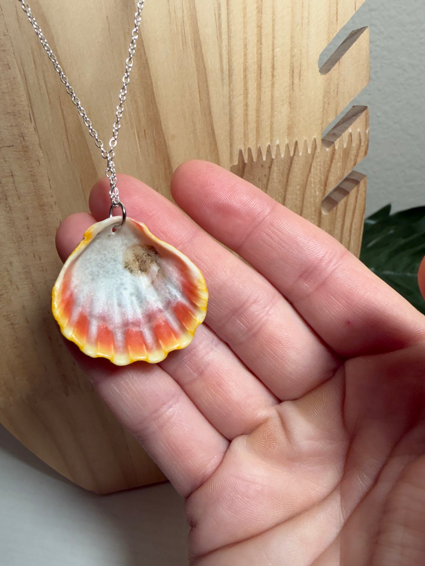 Hawaiian Sunrise Shell Silver Necklace