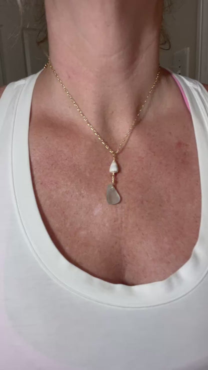 Abbreviated Cone and Sea Glass Necklace