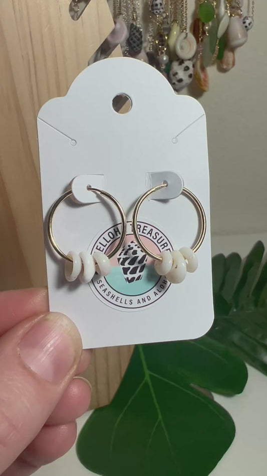 Gold Filled Hoop Earrings with Puka Shells