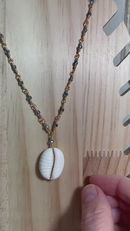 Granulated Cowry Wire Wrapped Necklace