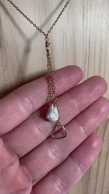 Abbreviated Cone and Heart Charm Necklace