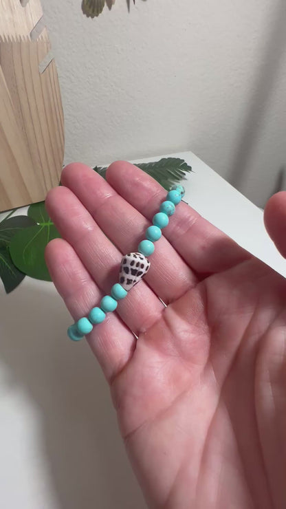 Hebrew Cone and Turquoise Beaded Bracelet