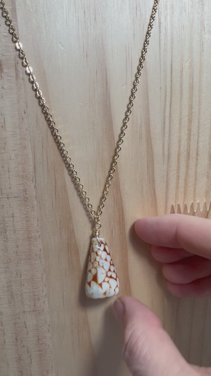 Marbled Cone Pendant Necklace – Gold Filled | 18 inch