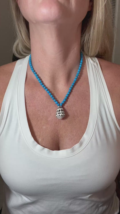 Hebrew Cone and Howlite Adjustable Necklace