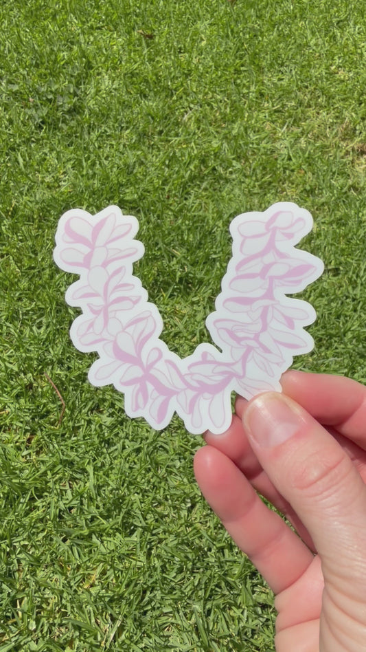 White Plumeria Lei Sticker