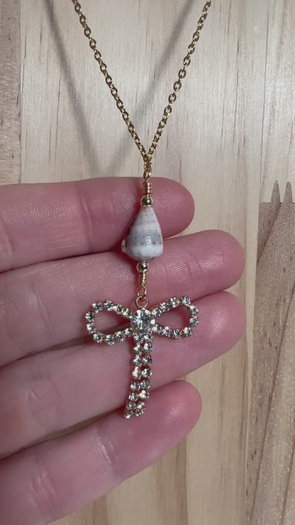 Abbreviated Cone and Bow Charm Necklace
