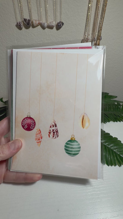 Watercolor Seashell Ornament Christmas Cards