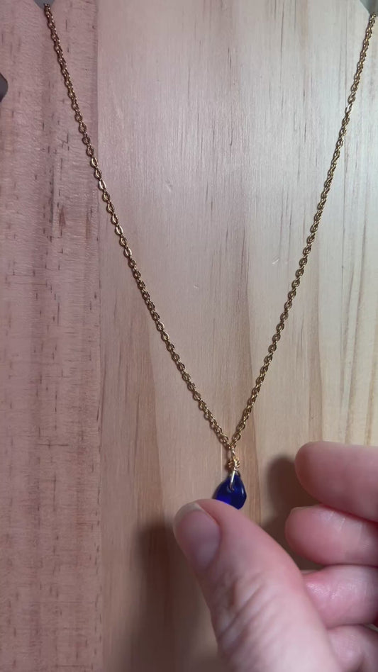 Cobalt Blue Seaglass Necklace