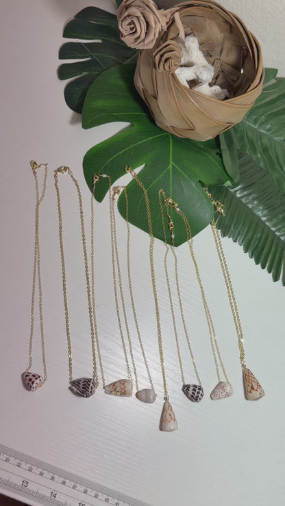Marbled Cone Pendant Necklace – Gold Filled | 18 inch